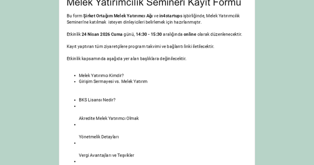 A'dan Z'ye Melek Yatırımcılık